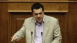 Předseda Koalice radikální levice (SYRIZA) Alexis Tsipras hovoří před hlasováním o důvěře