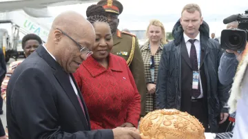 Prezident JAR Jacob Zuma při uvítacím ceremoniálu v Ufě