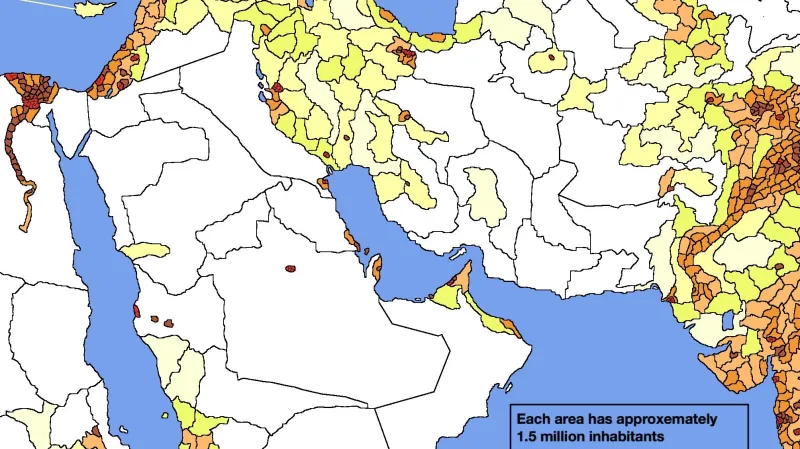Hustota osídlení. V každé oblasti žije asi 1,5 milionu lidí