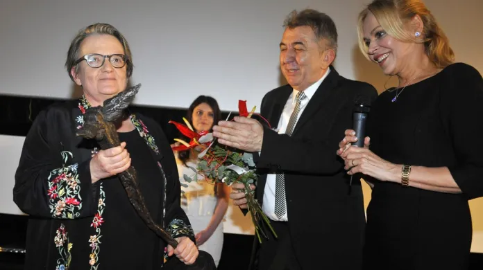Agnieszka Hollandová přebírá cenu Kristián