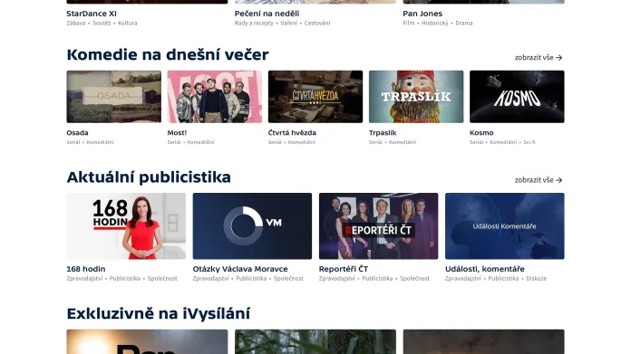 Homepage nového iVysílání
