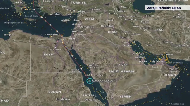 Poloha lodi Galaxy Leader