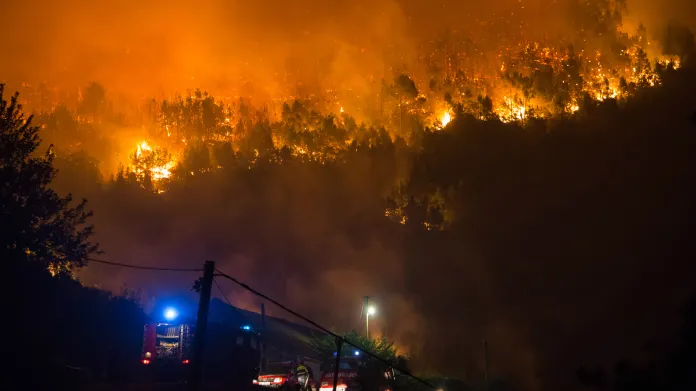 Lesní požár na chorvatském poloostrově Pelješac
