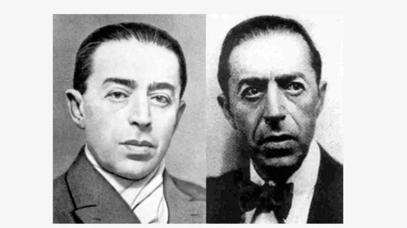 Sidney Reilly na fotografii pořízené mezi lety 1900 a 1917 (vlevo) a na snímku z roku 1924