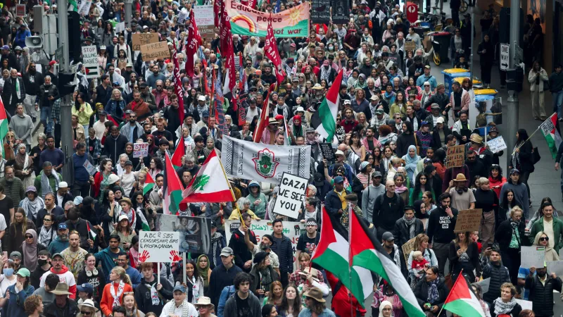 Demonstrace proti válce v Pásmu Gazy v australském Sydney