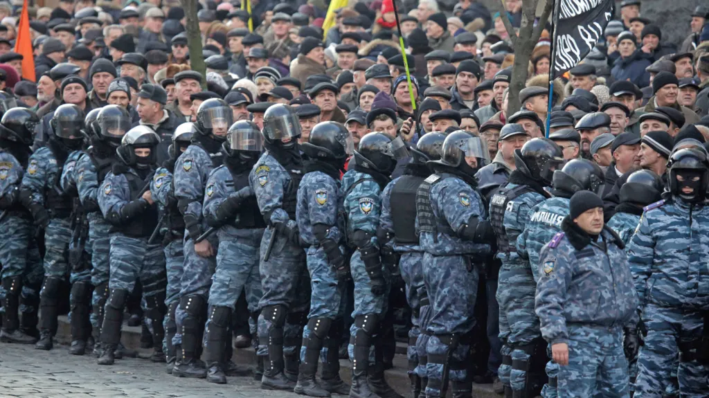 Ukrajinská demonstrace proti sociálním škrtům