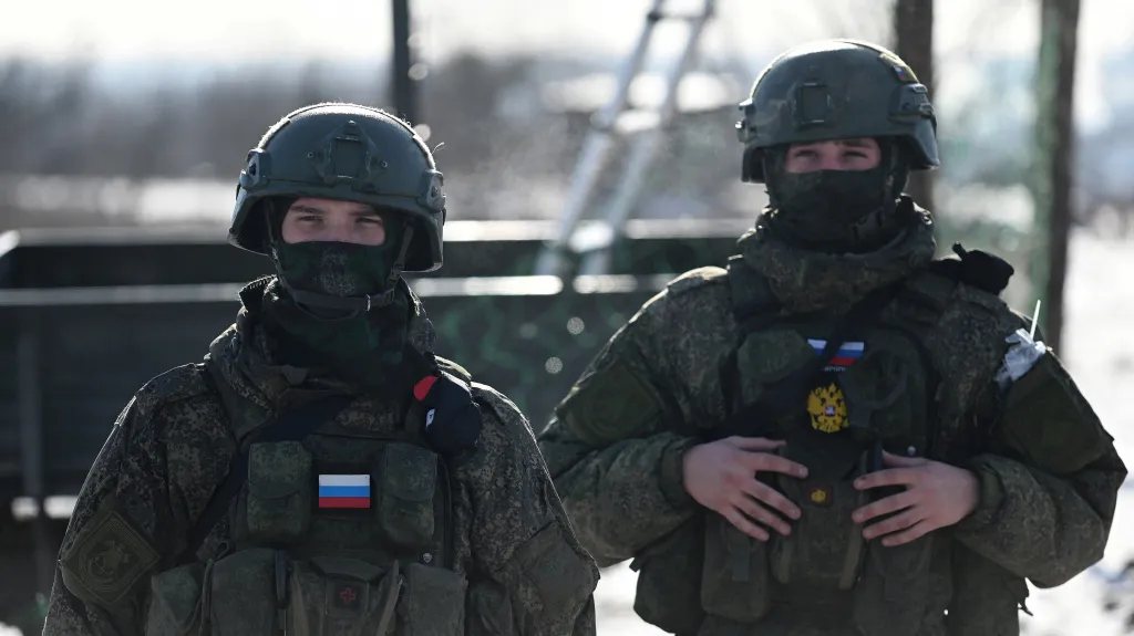 Ruští vojáci během bojového výcviku v Rostovské oblasti (snímek z ledna 2026)