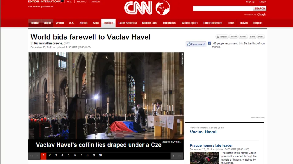 CNN o pohřbu Václava Havla