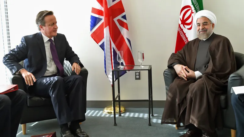 David Cameron a Hasan Rouhání
