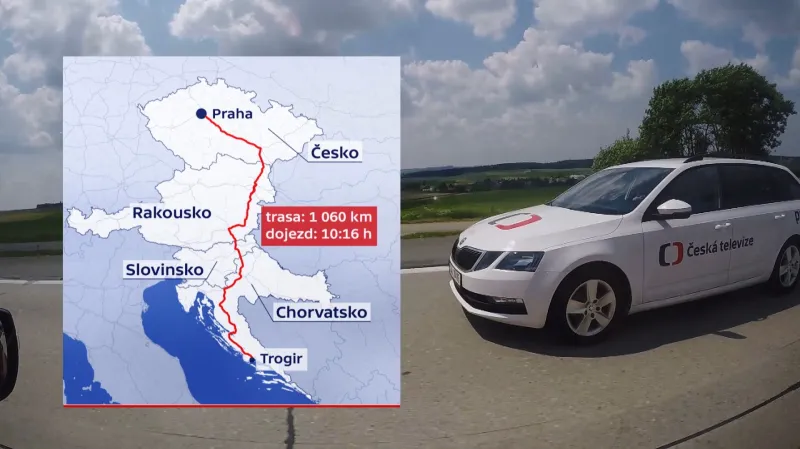 Cesta má podle navigace trvat zhruba deset a čtvrt hodiny