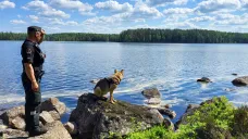 Finská pohraniční stráž a její pes Nita hlídají finsko-ruskou hranici