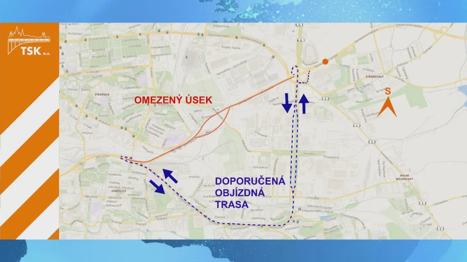 Omezení a objízdné trasy na Jižní spojce