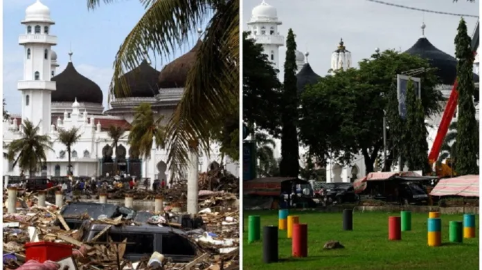 Současná podoba míst v indonéském městě Banda Aceh, která před 20 lety poničila vlna tsunami