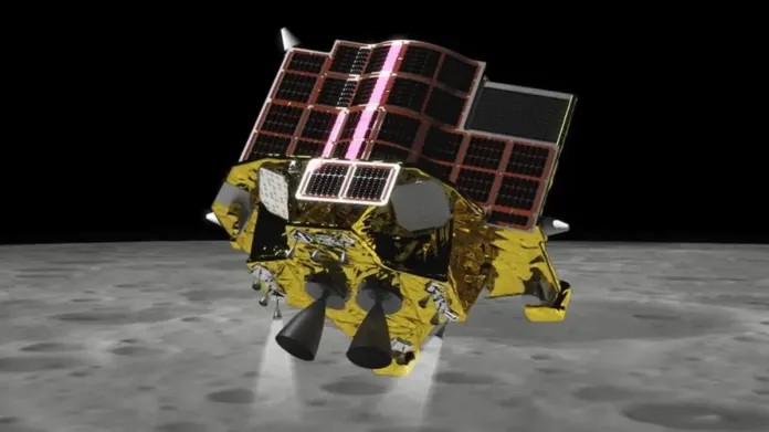 Vizualizace přistání sondy SLIM na Měsíci