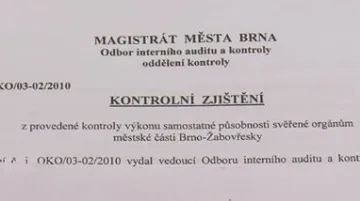 Výsledky kontroly prověřující činnost MČ Brno-Žabovřesky