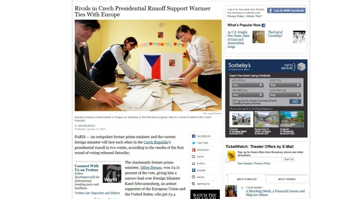 New York Times o české prezidentské volbě