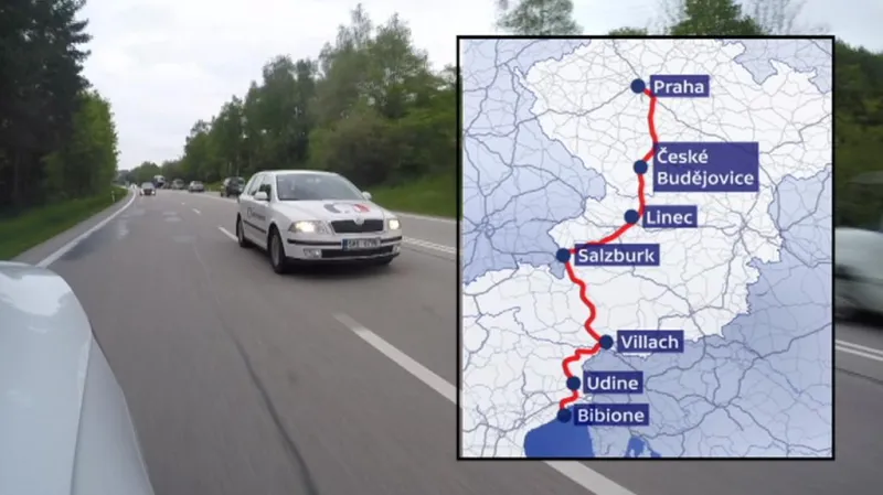 Cesta štábu ČT z Prahy do italského Bibione