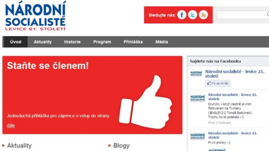 Web Národních socialistů