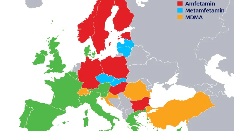 Nejčastěji zachycované stimulační drogy