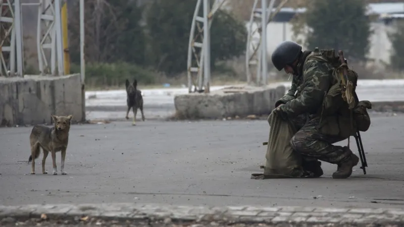 Povstalci v ulicích Doněcku