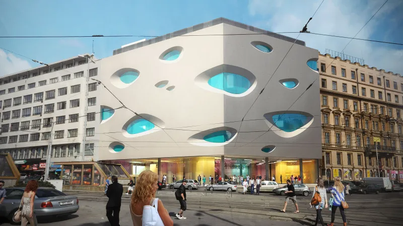 Vizualizace obchodního centra Letmo na hlavním nádraží v Brně