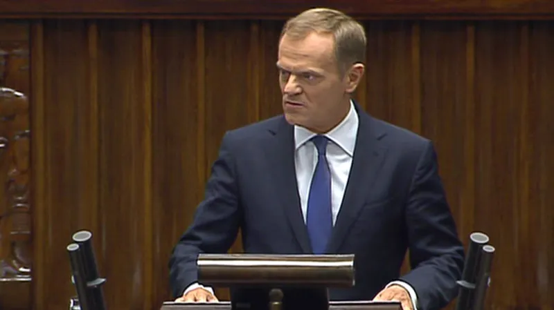Polský premiér Donald Tusk během vystoupení v Sejmu