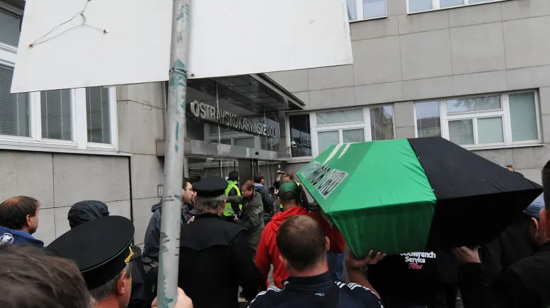 Protest horníků v Ostravě