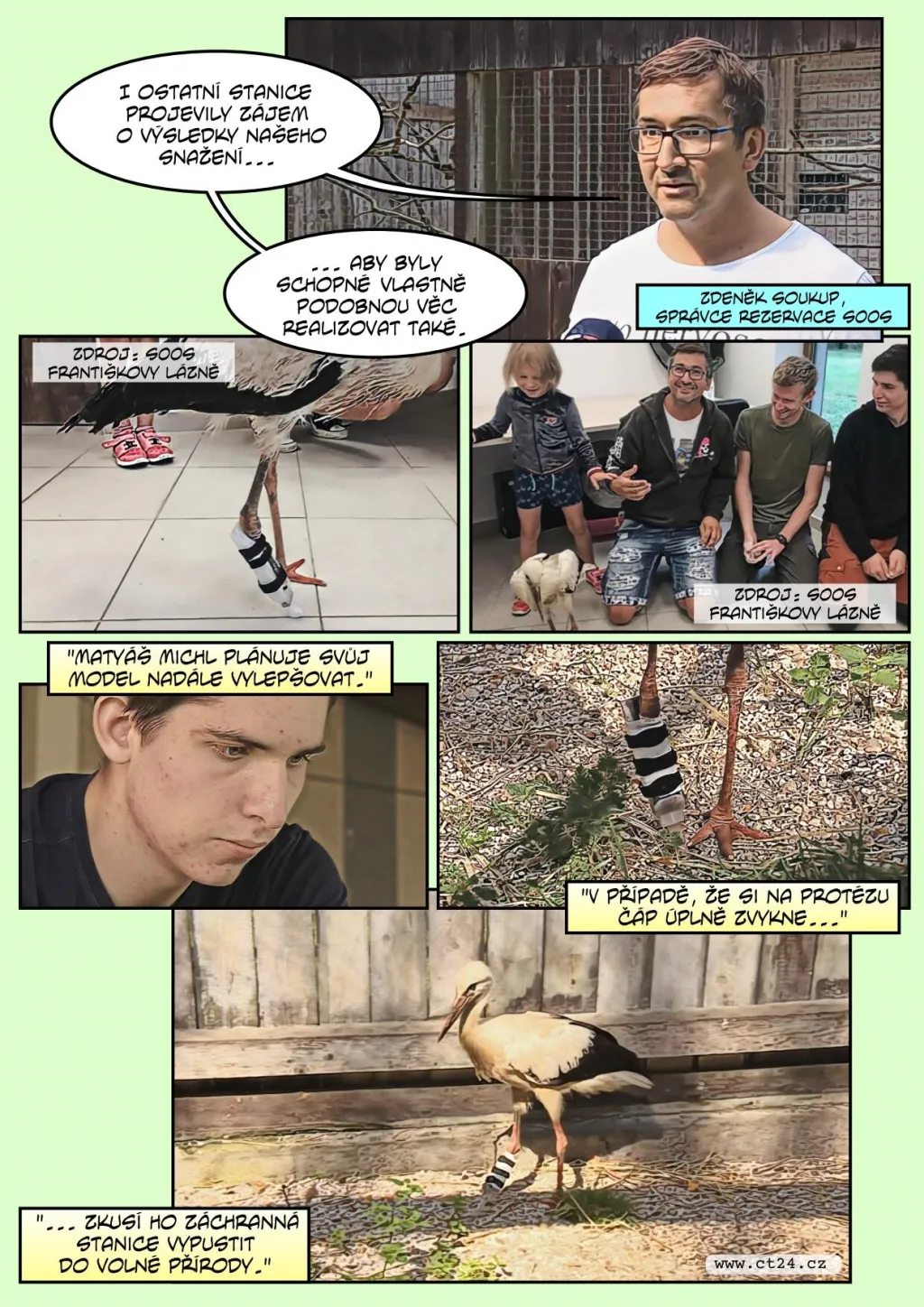 Čapí mládě dostalo protézu z 3D tiskárny