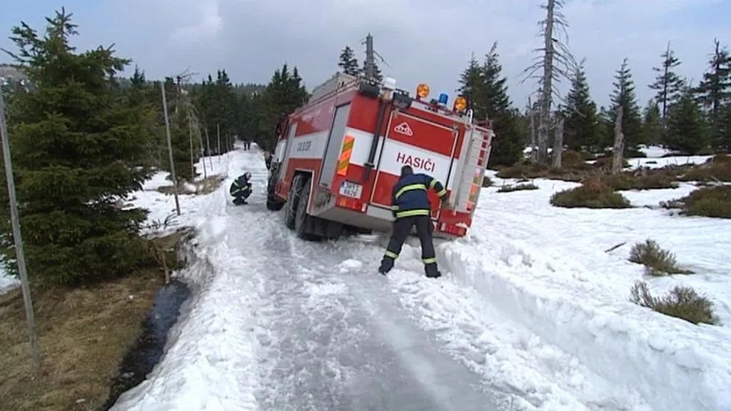 Cvičení hasičů v Krkonoších