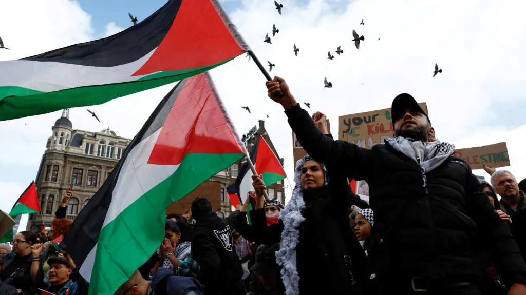 Amsterdamská demonstrace za Palestinu