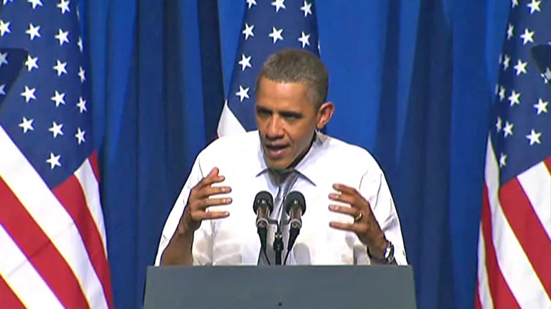 Barack Obama na setkání s voliči