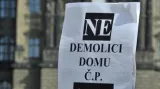 Protest proti demolici domu na Václavském náměstí