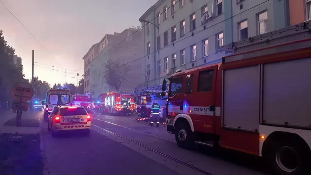 Požár domu v Jugoslávské ulici v Brně