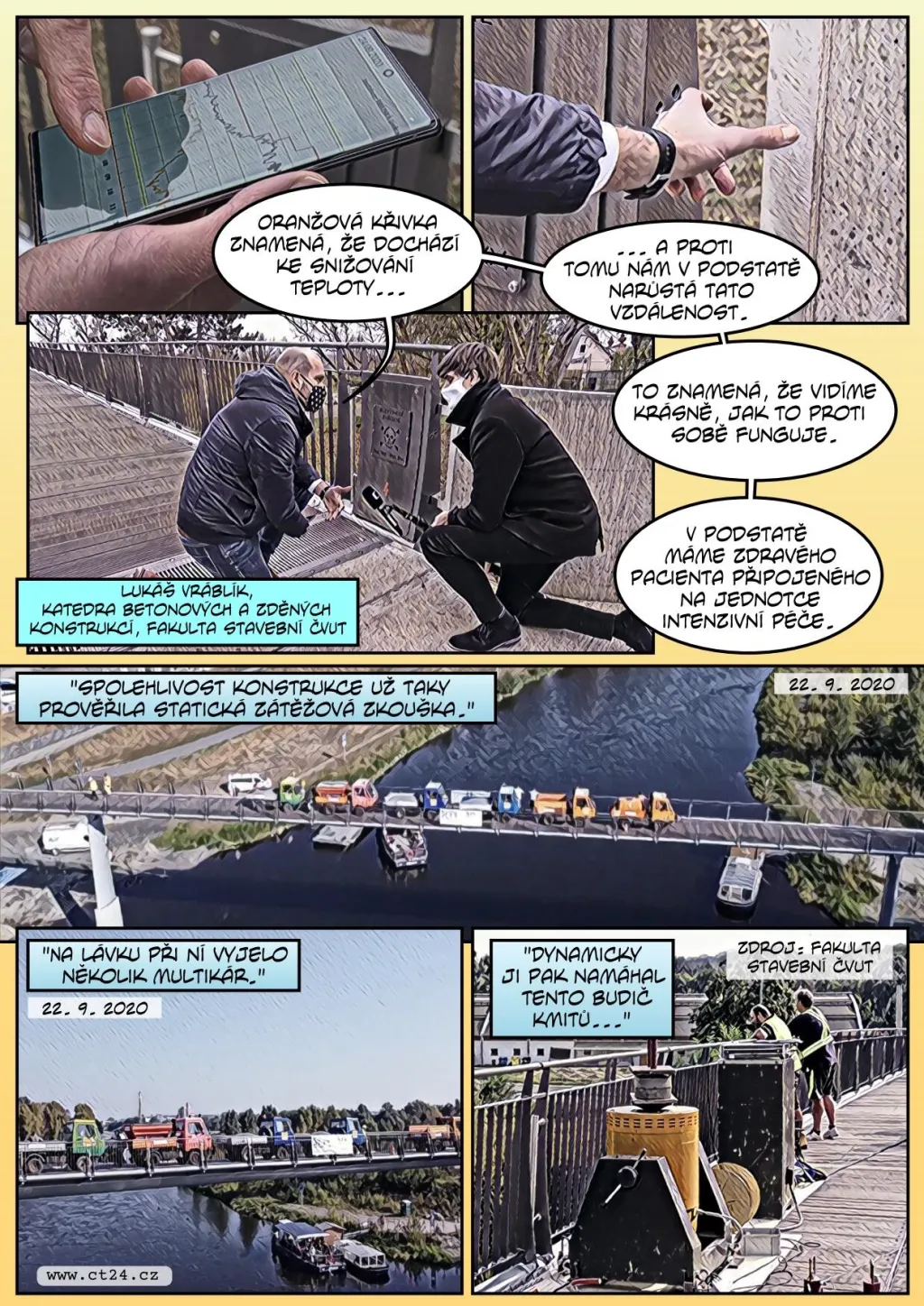 Trojská lávka je plná elektroniky