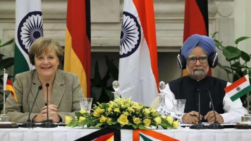 Angela Merkelová a Manmóhan Singh