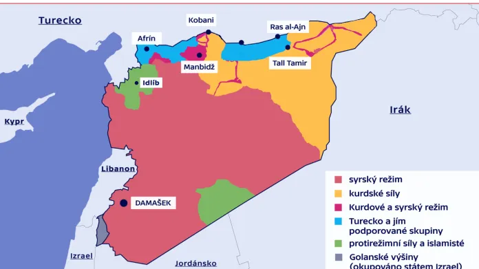 Rozložení sil v Sýrii – leden 2020