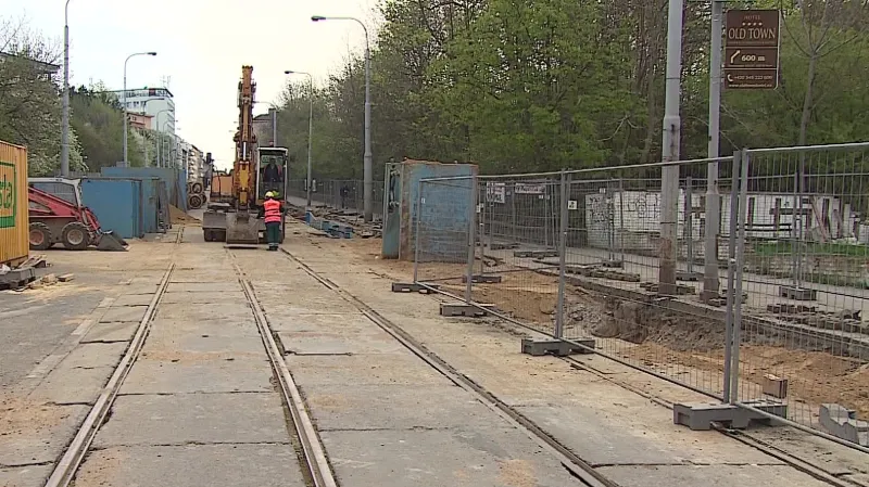 Stavební práce v ulici Milady Horákové