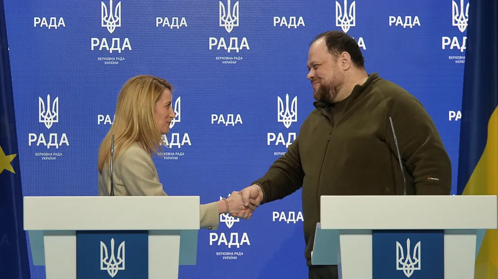 Roberta Metsolová a předseda ukrajinského parlamentu Ruslan Stefančuk