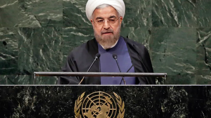Hasan Rouhání při vystoupení na Valném shromáždění OSN