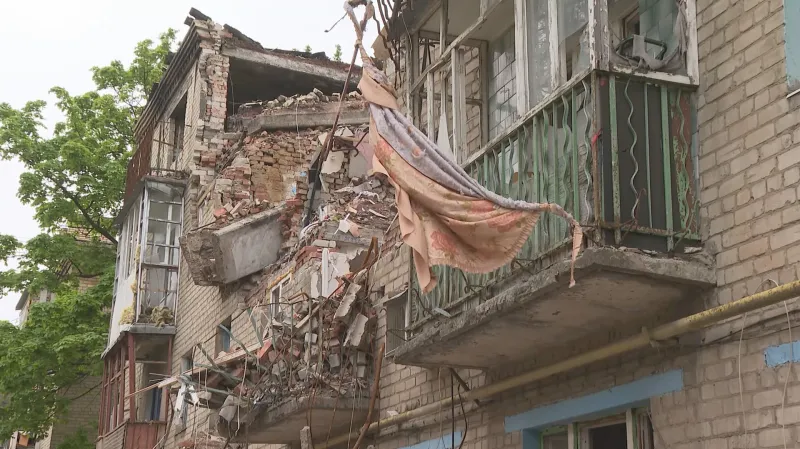 Zničené domy v Avdijivce