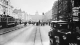 Křižovatka u Vodičkovy a Jindřišské ulice v roce 1932