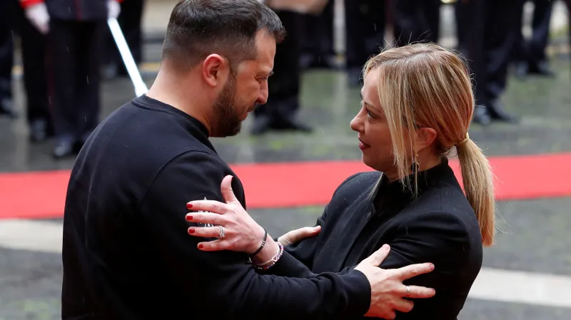 Prezident Zelenskyj s premiérkou Meloniovou