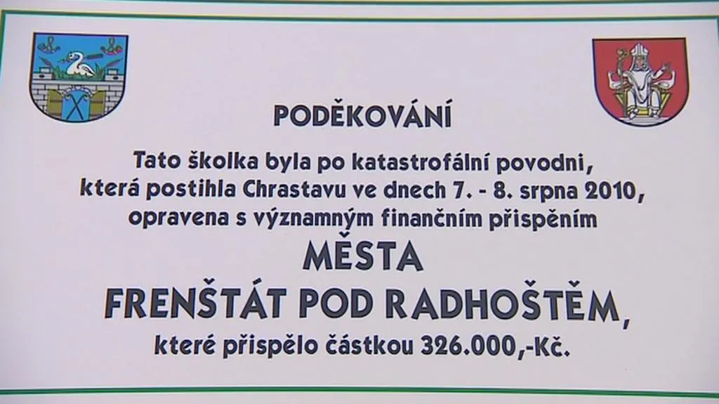 V roce 2010 pomohl Frenštát p. Radhoštěm Chrastavě