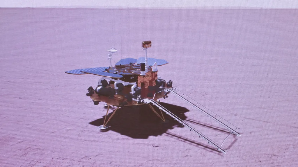 Čínský modul na povrchu Marsu – grafická simulace