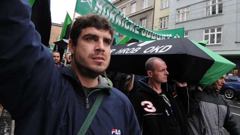 Protest horníků v Ostravě