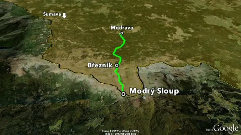 Plánovaná cesta na Modrý Sloup