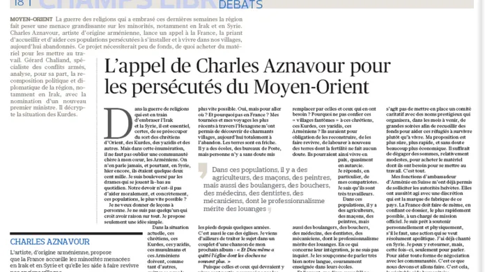 Článek Charlese Aznavoura pro Le Figaro
