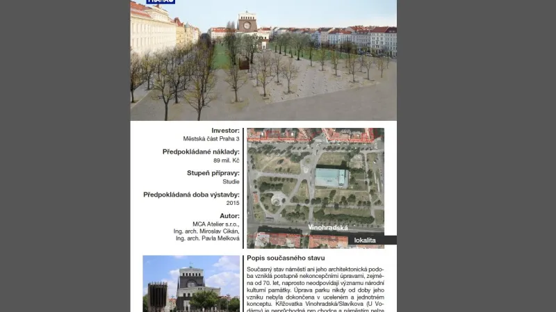 Vítězný návrh revitalizace nám. Jiřího z Poděbrad je starý bezmála 10 let.