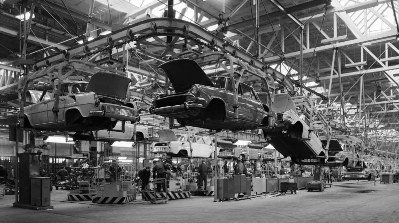 Výroba vozů Škoda 1000 MB