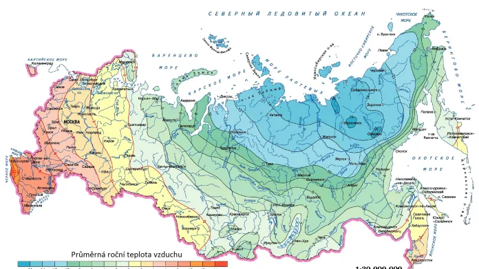 Průměrné roční teploty vzduchu v Rusku